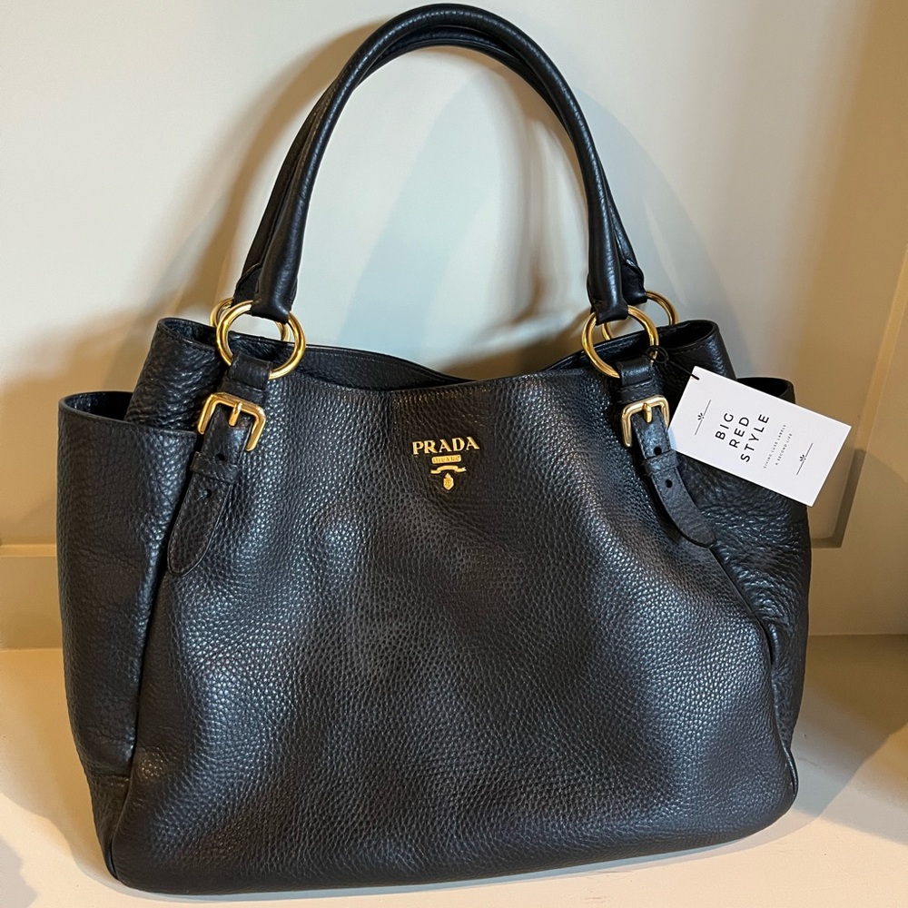 PRADA Pebbled Leather Satchel